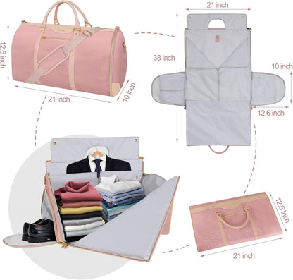 Convertible Garment Bag with Shoulder Strap, Carry on Garment Duffel Bag for Men Women,Waterproof & Wrinkle-Free Suit Carrier for Business Trips & Weekend Getaways, Foldable & Lightweight