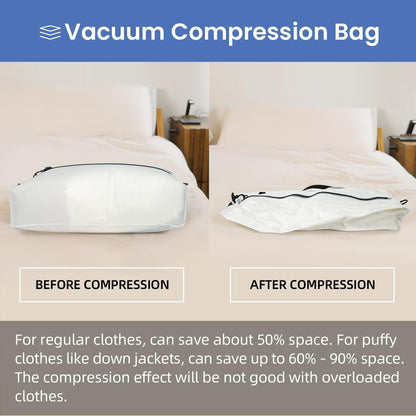 TPU Vacuum Bag for Travel, Reusable Compression Bag with IPX8 Waterproof Zipper, Save Space for Suitcase, Backpack and Carry on (Jet Black, Large, With Pump)
