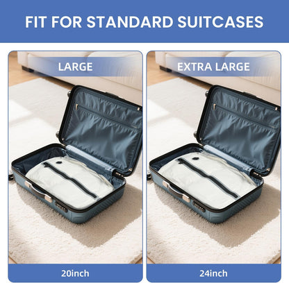TPU Vacuum Bag for Travel, Reusable Compression Bag with IPX8 Waterproof Zipper, Save Space for Suitcase, Backpack and Carry on (Jet Black, Large, With Pump)