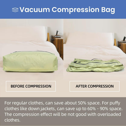 TPU Vacuum Bag for Travel, Reusable Compression Bag with IPX8 Waterproof Zipper, Save Space for Suitcase, Backpack and Carry on (Jet Black, Large, With Pump)