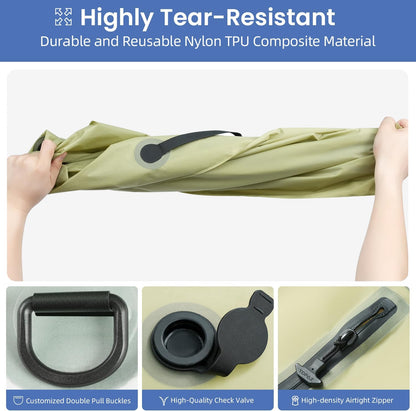 TPU Vacuum Bag for Travel, Reusable Compression Bag with IPX8 Waterproof Zipper, Save Space for Suitcase, Backpack and Carry on (Jet Black, Large, With Pump)