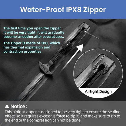 TPU Vacuum Bag for Travel, Reusable Compression Bag with IPX8 Waterproof Zipper, Save Space for Suitcase, Backpack and Carry on (Jet Black, Large, With Pump)