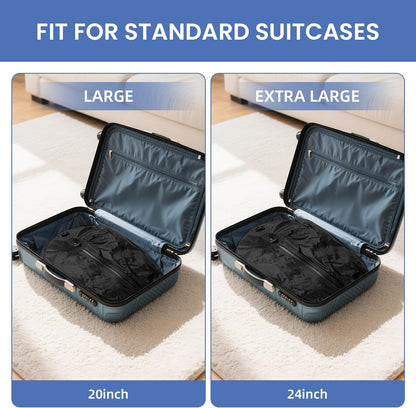 TPU Vacuum Bag for Travel, Reusable Compression Bag with IPX8 Waterproof Zipper, Save Space for Suitcase, Backpack and Carry on (Jet Black, Large, With Pump)