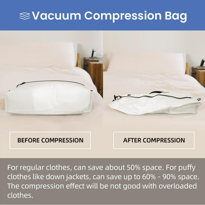 TPU Vacuum Bag for Travel, Reusable Compression Bag with IPX8 Waterproof Zipper, Save Space for Suitcase, Backpack and Carry on (Jet Black, Large, With Pump)