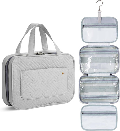 Travel Toiletry Bag Organizers, Gray | Makeup Travel Bag for Toiletries with Hanging Hook, Water-Resistant