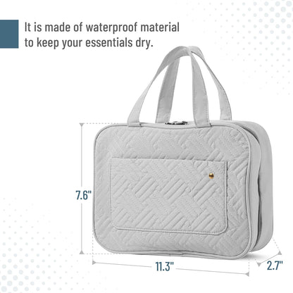 Travel Toiletry Bag Organizers, Gray | Makeup Travel Bag for Toiletries with Hanging Hook, Water-Resistant