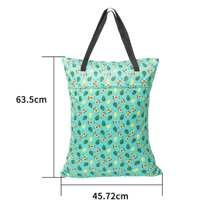 ALVA 2 Pack Large Wet Dry Bag Waterproof Hanging Cloth Diaper with Double Zippered Pockets 25x18 inches (Black and grey)