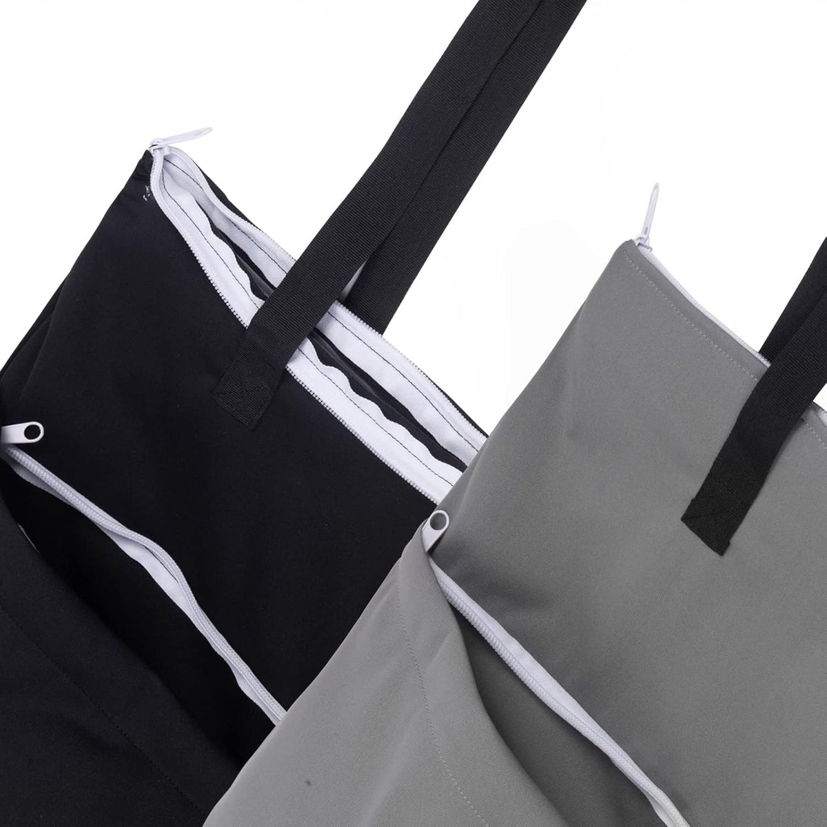 ALVA 2 Pack Large Wet Dry Bag Waterproof Hanging Cloth Diaper with Double Zippered Pockets 25x18 inches (Black and grey)