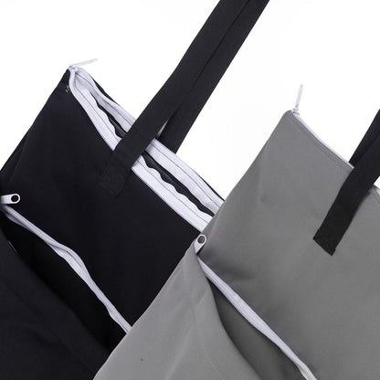 ALVA 2 Pack Large Wet Dry Bag Waterproof Hanging Cloth Diaper with Double Zippered Pockets 25x18 inches (Black and grey)