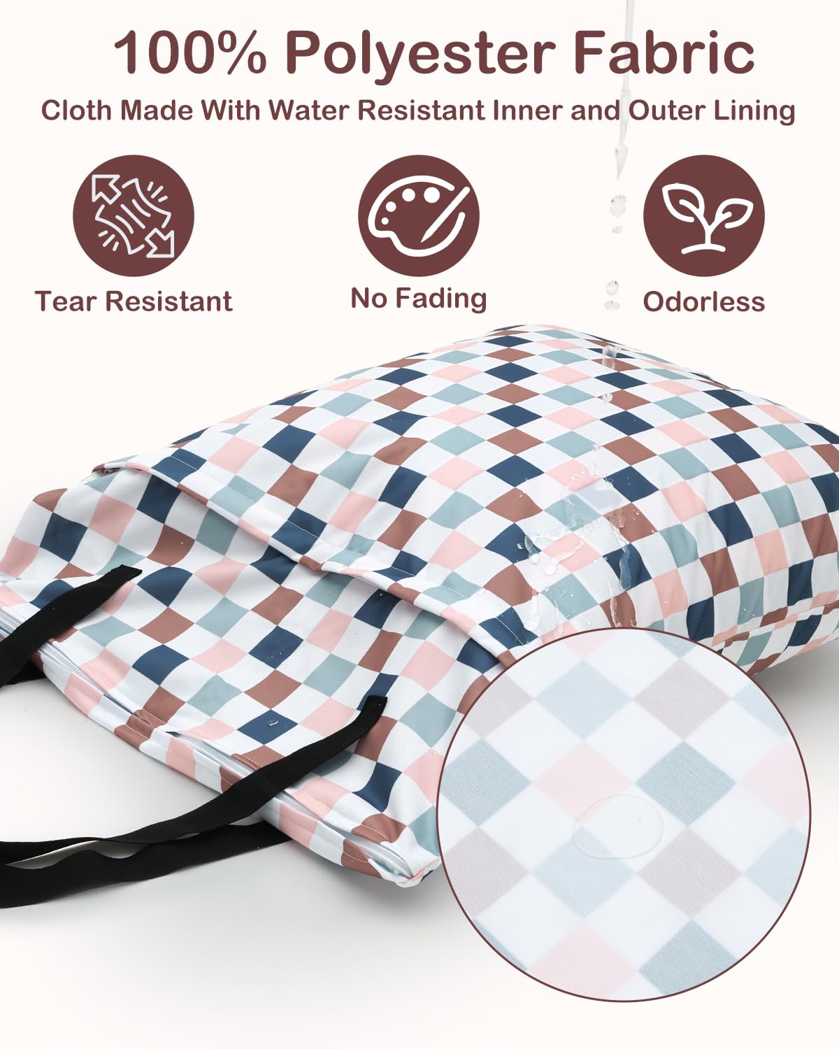 ALVA 2 Pack Large Wet Dry Bag Waterproof Hanging Cloth Diaper with Double Zippered Pockets 25x18 inches (Black and grey)