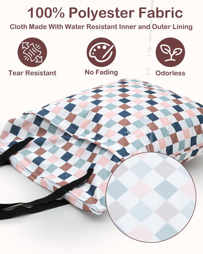 ALVA 2 Pack Large Wet Dry Bag Waterproof Hanging Cloth Diaper with Double Zippered Pockets 25x18 inches (Black and grey)