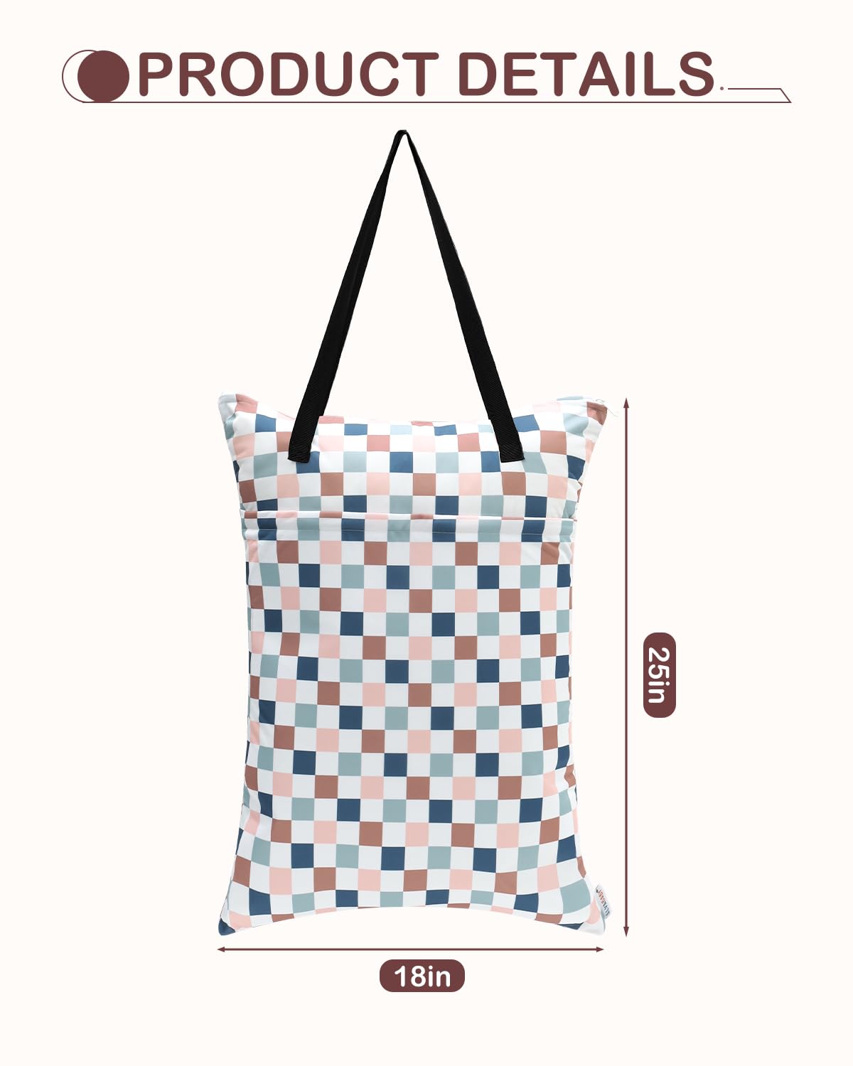 ALVA 2 Pack Large Wet Dry Bag Waterproof Hanging Cloth Diaper with Double Zippered Pockets 25x18 inches (Black and grey)