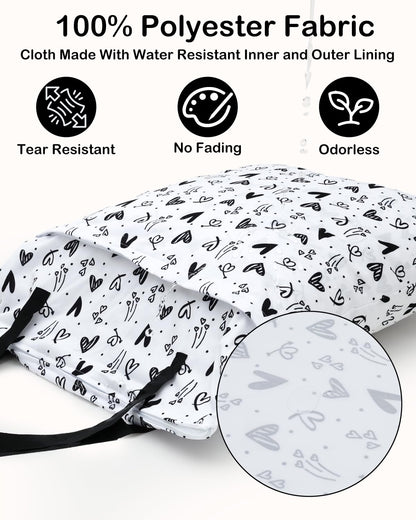 ALVA 2 Pack Large Wet Dry Bag Waterproof Hanging Cloth Diaper with Double Zippered Pockets 25x18 inches (Black and grey)
