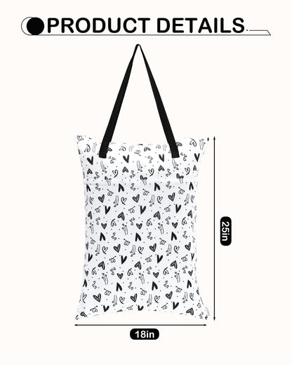 ALVA 2 Pack Large Wet Dry Bag Waterproof Hanging Cloth Diaper with Double Zippered Pockets 25x18 inches (Black and grey)