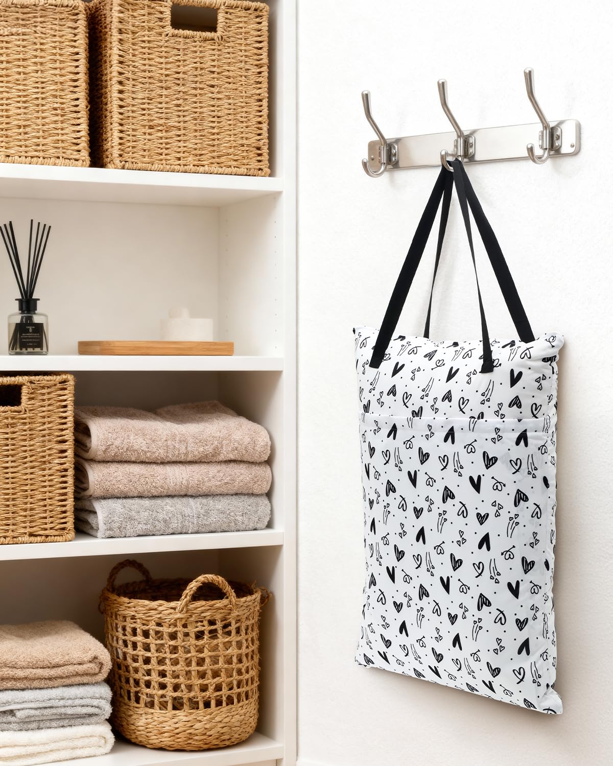ALVA 2 Pack Large Wet Dry Bag Waterproof Hanging Cloth Diaper with Double Zippered Pockets 25x18 inches (Black and grey)