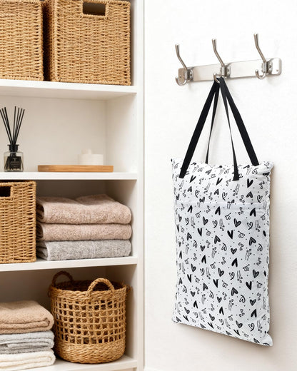 ALVA 2 Pack Large Wet Dry Bag Waterproof Hanging Cloth Diaper with Double Zippered Pockets 25x18 inches (Black and grey)