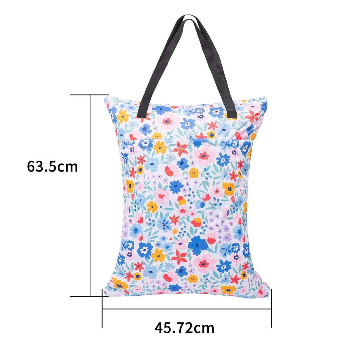 ALVA 2 Pack Large Wet Dry Bag Waterproof Hanging Cloth Diaper with Double Zippered Pockets 25x18 inches (Black and grey)