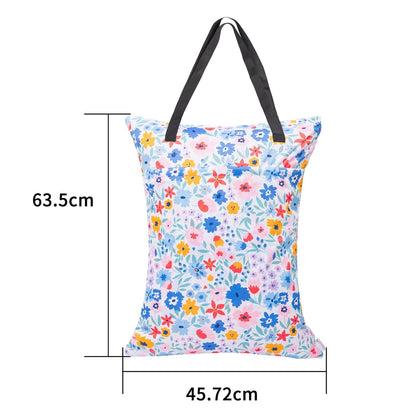 ALVA 2 Pack Large Wet Dry Bag Waterproof Hanging Cloth Diaper with Double Zippered Pockets 25x18 inches (Black and grey)