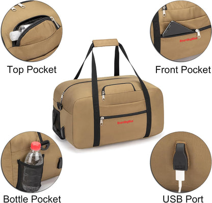 17x10x9 United Airline Personal Item Under Seat Duffel Bag With Free Pillow And USB Port (Royal Blue)