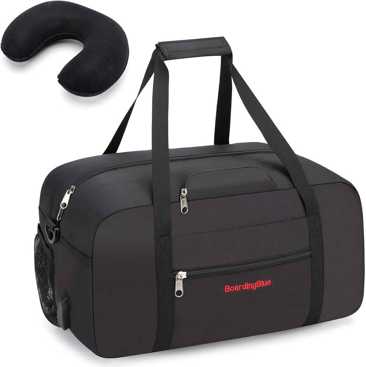 17x10x9 United Airline Personal Item Under Seat Duffel Bag With Free Pillow And USB Port (Royal Blue)