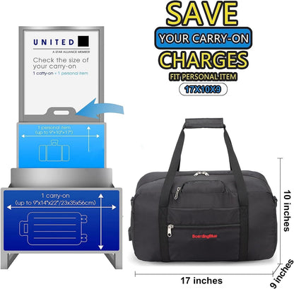 17x10x9 United Airline Personal Item Under Seat Duffel Bag With Free Pillow And USB Port (Royal Blue)
