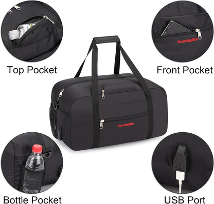 17x10x9 United Airline Personal Item Under Seat Duffel Bag With Free Pillow And USB Port (Royal Blue)