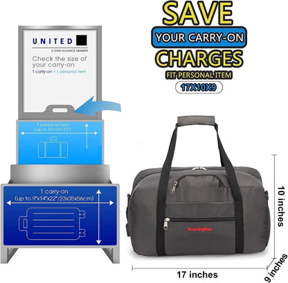 17x10x9 United Airline Personal Item Under Seat Duffel Bag With Free Pillow And USB Port (Royal Blue)