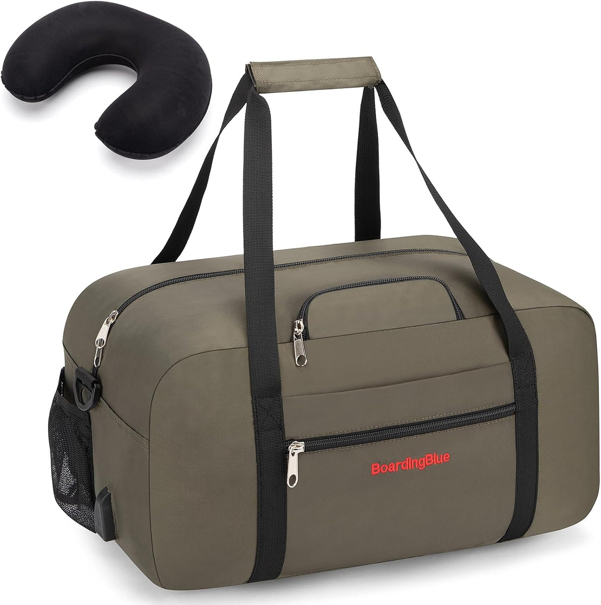 17x10x9 United Airline Personal Item Under Seat Duffel Bag With Free Pillow And USB Port (Royal Blue)
