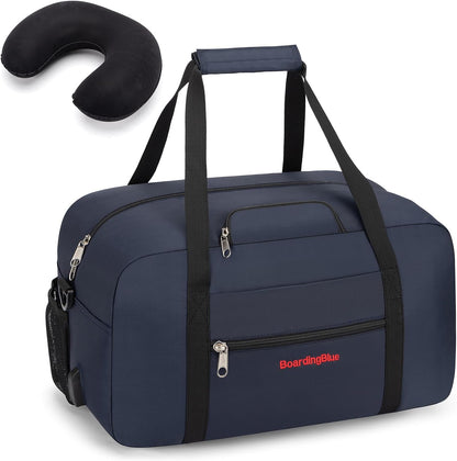 17x10x9 United Airline Personal Item Under Seat Duffel Bag With Free Pillow And USB Port (Royal Blue)