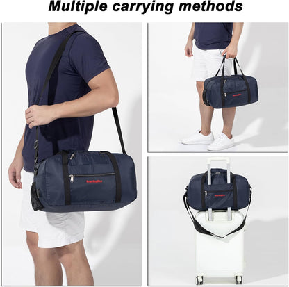 17x10x9 United Airline Personal Item Under Seat Duffel Bag With Free Pillow And USB Port (Royal Blue)