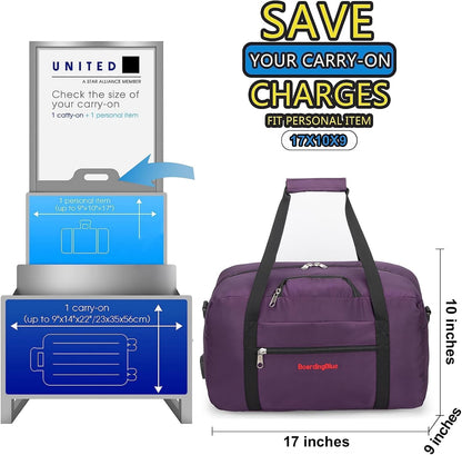 17x10x9 United Airline Personal Item Under Seat Duffel Bag With Free Pillow And USB Port (Royal Blue)