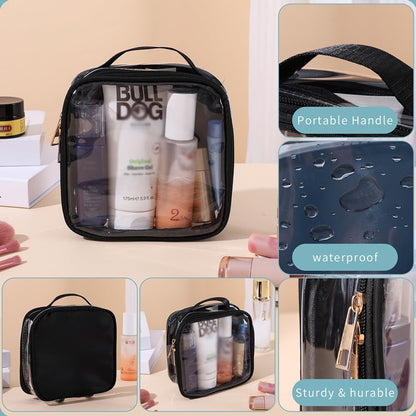 FFaw Small Clear Makeup Bag, Nylon Mini Cosmetic Bag Small Makeup Pouch for Purse TSA Approved Travel Toiletry Bags with Zipper Cute Makeup Case Organizer Car Bag for Women Girls (Rose Mini)