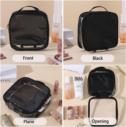 FFaw Small Clear Makeup Bag, Nylon Mini Cosmetic Bag Small Makeup Pouch for Purse TSA Approved Travel Toiletry Bags with Zipper Cute Makeup Case Organizer Car Bag for Women Girls (Rose Mini)