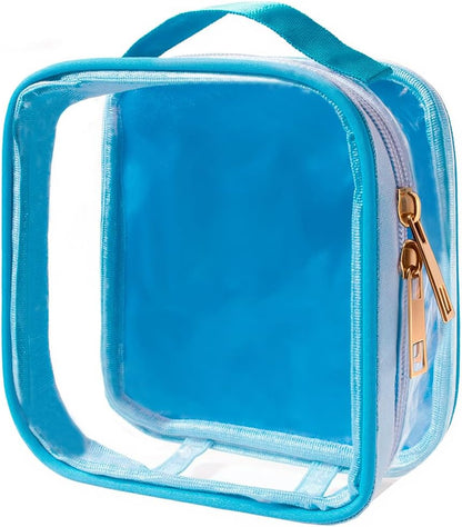 FFaw Small Clear Makeup Bag, Nylon Mini Cosmetic Bag Small Makeup Pouch for Purse TSA Approved Travel Toiletry Bags with Zipper Cute Makeup Case Organizer Car Bag for Women Girls (Rose Mini)