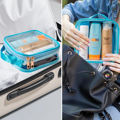 FFaw Small Clear Makeup Bag, Nylon Mini Cosmetic Bag Small Makeup Pouch for Purse TSA Approved Travel Toiletry Bags with Zipper Cute Makeup Case Organizer Car Bag for Women Girls (Rose Mini)