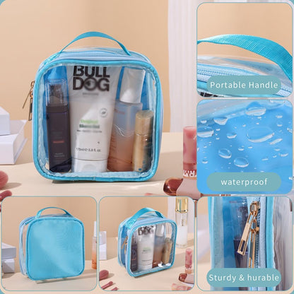 FFaw Small Clear Makeup Bag, Nylon Mini Cosmetic Bag Small Makeup Pouch for Purse TSA Approved Travel Toiletry Bags with Zipper Cute Makeup Case Organizer Car Bag for Women Girls (Rose Mini)