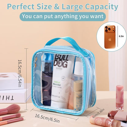 FFaw Small Clear Makeup Bag, Nylon Mini Cosmetic Bag Small Makeup Pouch for Purse TSA Approved Travel Toiletry Bags with Zipper Cute Makeup Case Organizer Car Bag for Women Girls (Rose Mini)