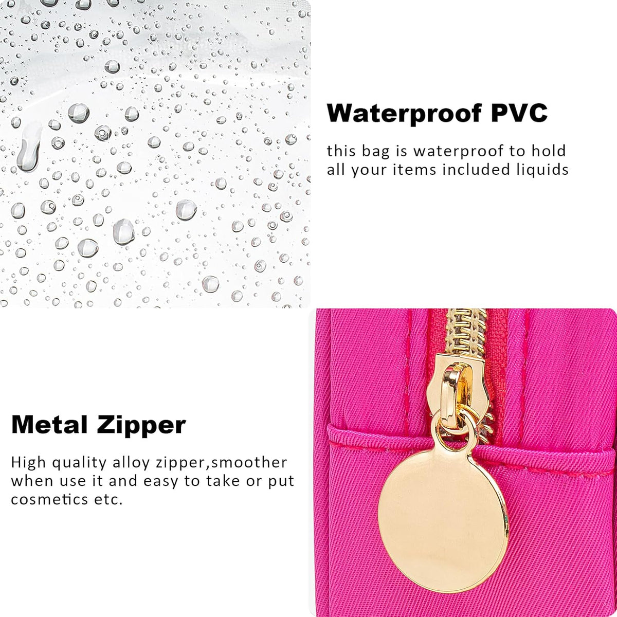 FFaw Small Clear Makeup Bag, Nylon Mini Cosmetic Bag Small Makeup Pouch for Purse TSA Approved Travel Toiletry Bags with Zipper Cute Makeup Case Organizer Car Bag for Women Girls (Rose Mini)