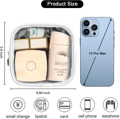 FFaw Small Clear Makeup Bag, Nylon Mini Cosmetic Bag Small Makeup Pouch for Purse TSA Approved Travel Toiletry Bags with Zipper Cute Makeup Case Organizer Car Bag for Women Girls (Rose Mini)
