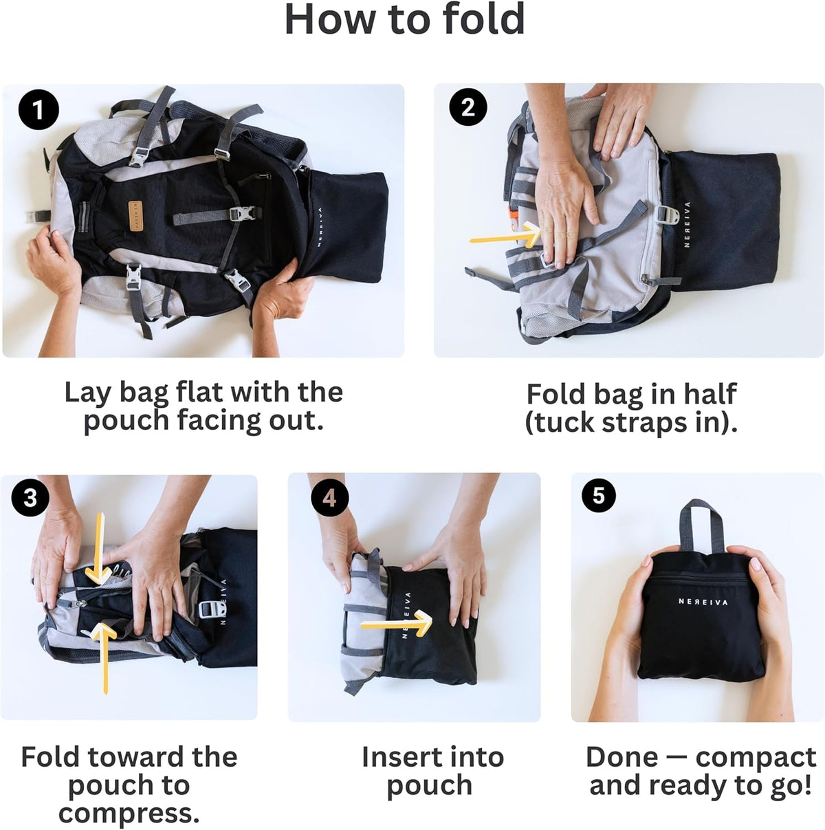 35L Sturdy Backpack Foldable, Multi-Pocket with Rain Cover, Comfortable | Foldable, Waterproof, SBS™ Zippers, Washable, Chest Strap