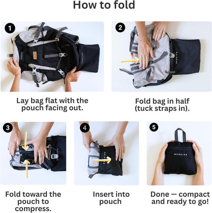 35L Sturdy Backpack Foldable, Multi-Pocket with Rain Cover, Comfortable | Foldable, Waterproof, SBS™ Zippers, Washable, Chest Strap