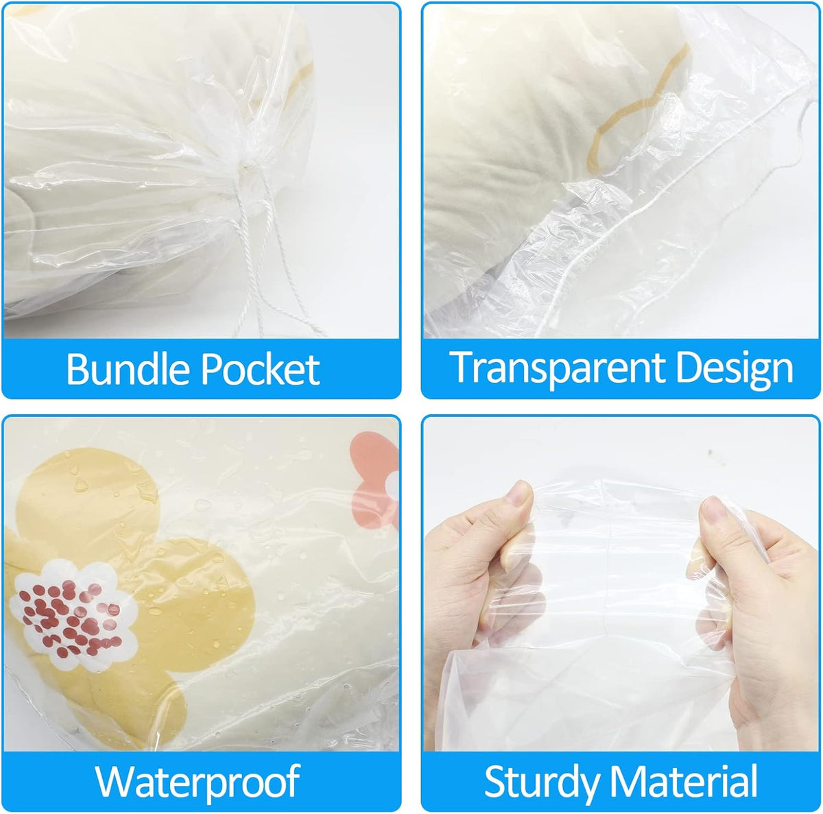 100 Pack 12x18 inch Plastic Drawstring Bags Transparent Shoe Bags for Travel Large Clear Shoes Storage Organizers Pouch with Cotton Draw Strings Shoe Dust Bags