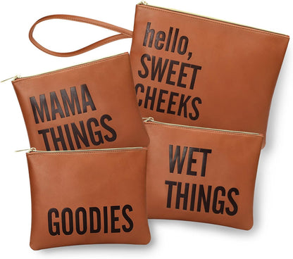 Water Resistant Wet Bag | Large & Small Reusable Storage Bag for Baby Items and Travel | Zippered Pockets with Handle |, Set of 4