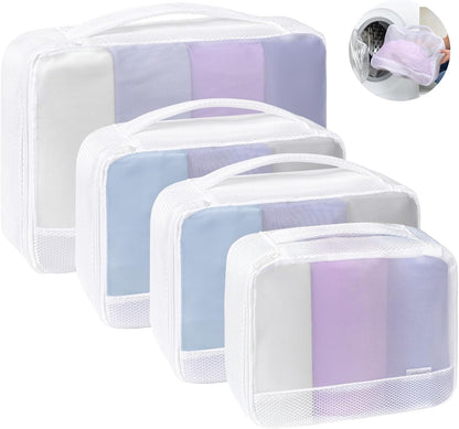 Mesh Packing Cubes for Travel Women - Lightweight Travel Bags Luggage Packing Organizer Travel Cubes for Suitcase with Handle