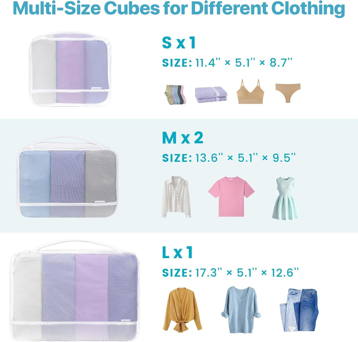 Mesh Packing Cubes for Travel Women - Lightweight Travel Bags Luggage Packing Organizer Travel Cubes for Suitcase with Handle