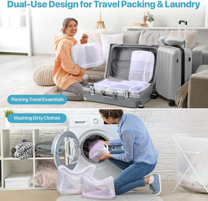 Mesh Packing Cubes for Travel Women - Lightweight Travel Bags Luggage Packing Organizer Travel Cubes for Suitcase with Handle