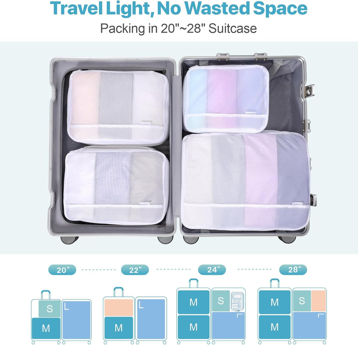 Mesh Packing Cubes for Travel Women - Lightweight Travel Bags Luggage Packing Organizer Travel Cubes for Suitcase with Handle
