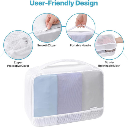 Mesh Packing Cubes for Travel Women - Lightweight Travel Bags Luggage Packing Organizer Travel Cubes for Suitcase with Handle