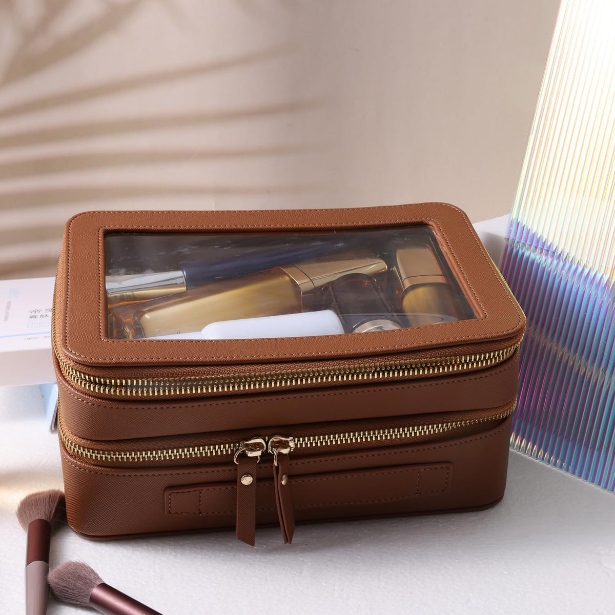 Clear Travel Toiletry bag Toiletry Case Carry on Travel Accessories Bag Makeup Bag(White, SHC-TL-2)