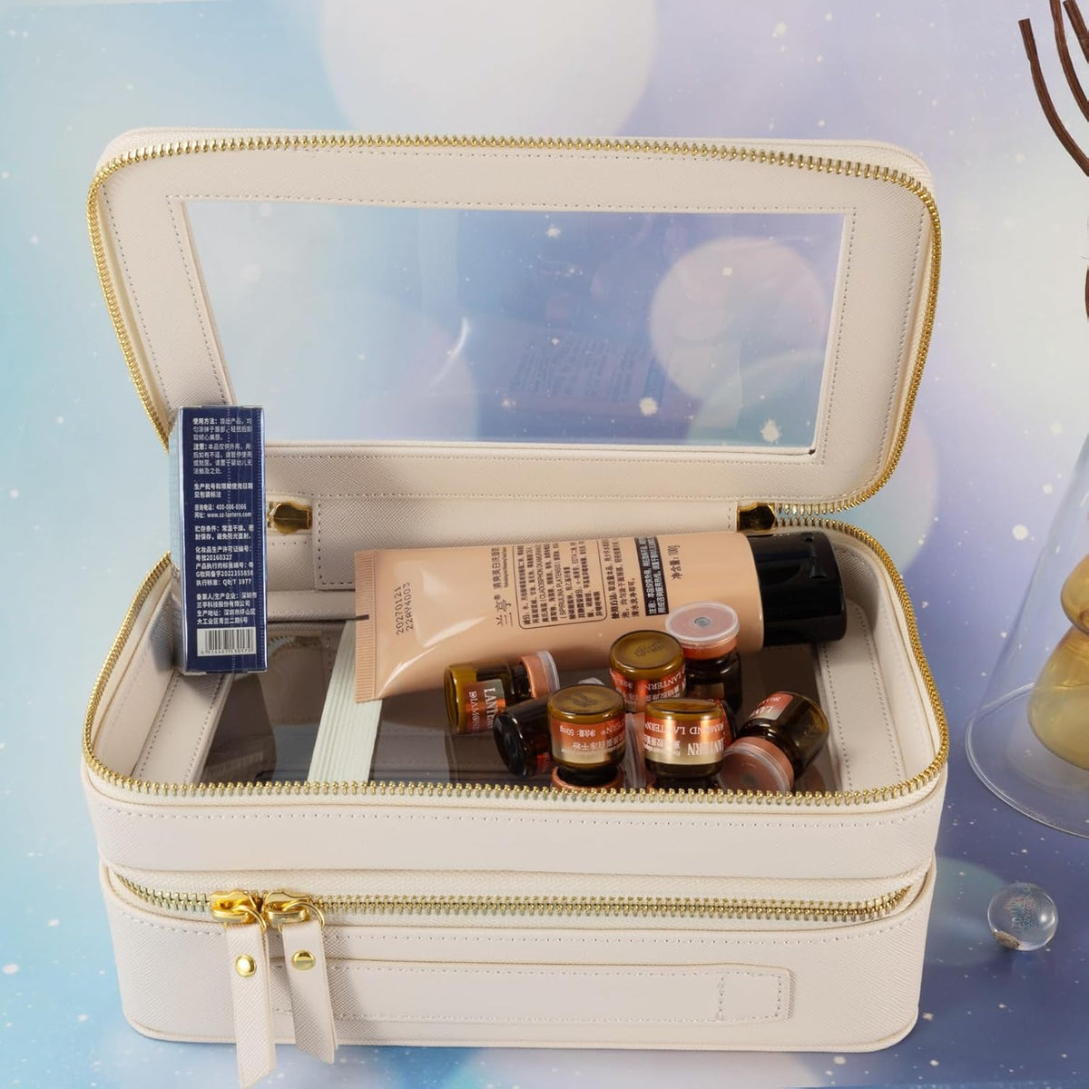 Clear Travel Toiletry bag Toiletry Case Carry on Travel Accessories Bag Makeup Bag(White, SHC-TL-2)
